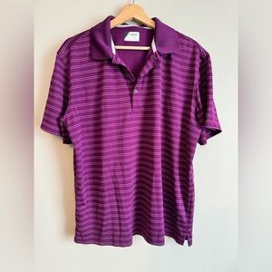 IZOD Golf Luxury Sport Striped Polo Men’s Size Large Purple White Performance